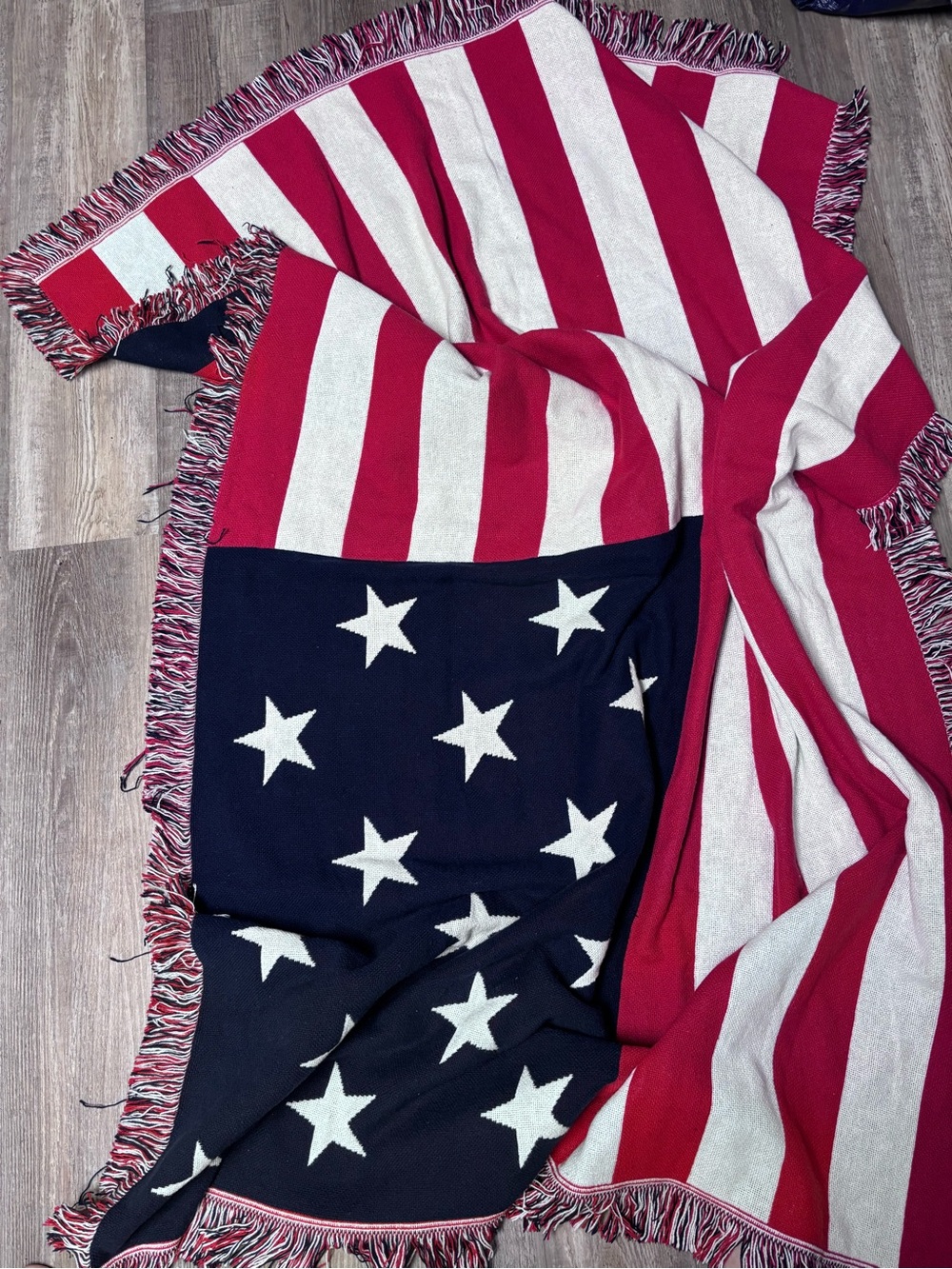Patriotic Stars & Stripes Americana Throw Blanket Navy, Red & White
